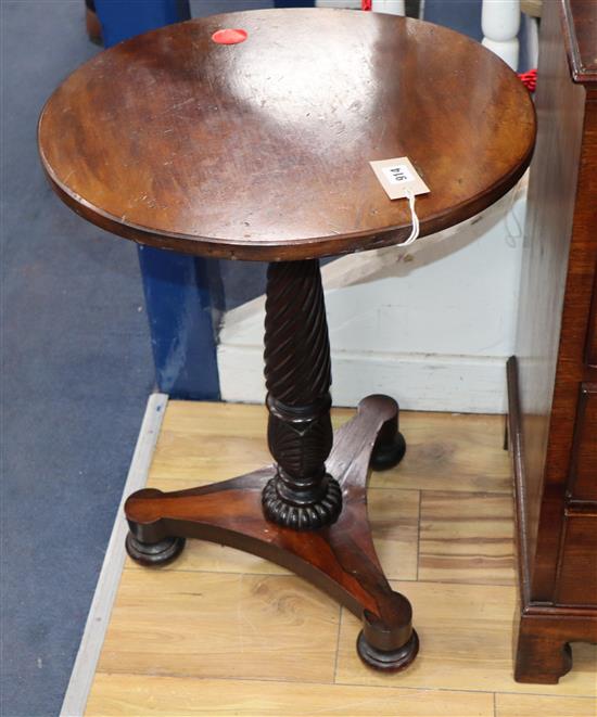 A Victorian and later rosewood and mahogany circular occasional table Diameter 48cm